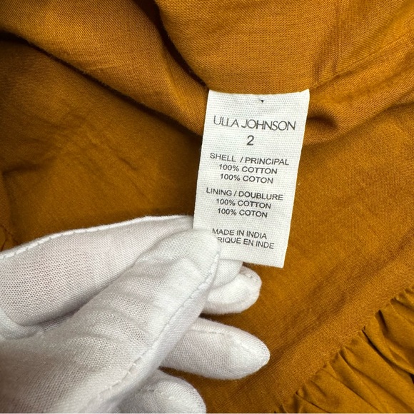 $525 NEW ULLA JOHNSON Kali Dress Sandstone Kaiya Smock Bodice Cotton Sz 2 Small - Picture 12 of 12